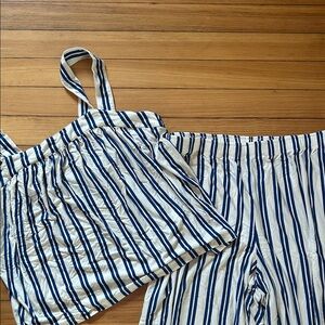 LAKE Striped Blue & White Women's Pajama Set Pants Camisole Never Worn M Medium